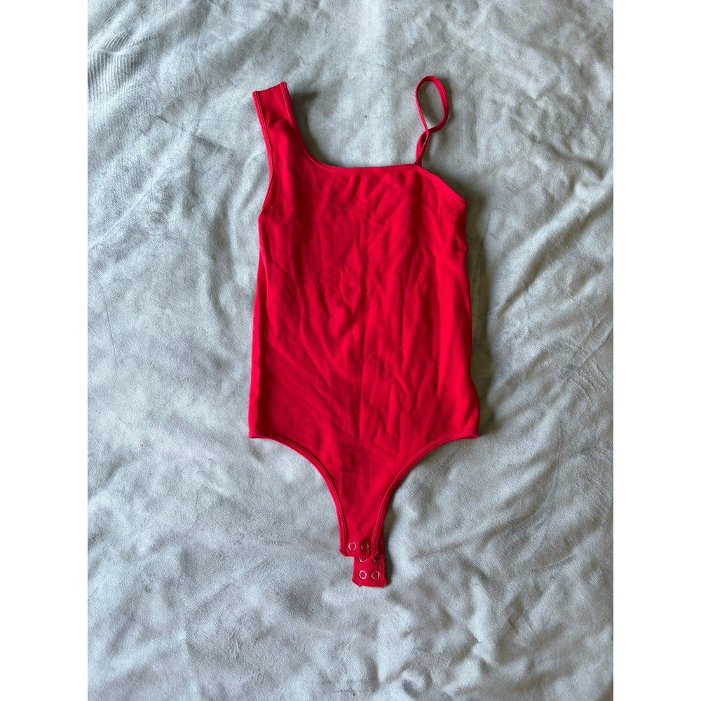 Bella Seamless Red Asymmetrical One Shoulder‎ Bodysuit Small Medium Y9924
